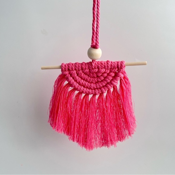 Macrame Half Moon Car Charm - Picture 7 of 8